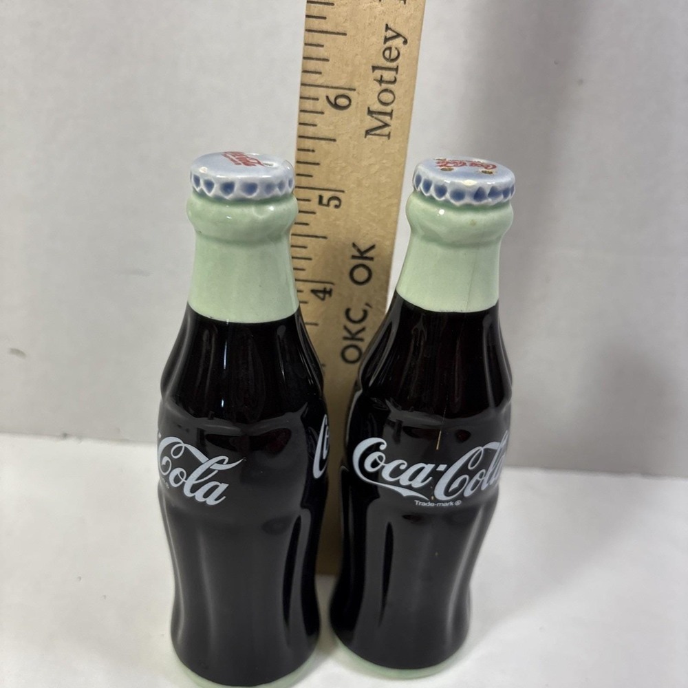 Coca Cola Ceramic Salt & Pepper Shakers Bottles Vintage 5 1/2"